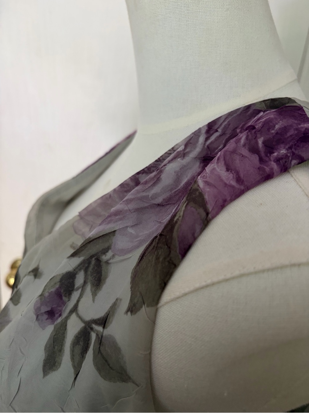 Vintage 90s Floral Overlay Long Dress Purple Roses Cottagecore Women’s XL - Picture 9 of 12